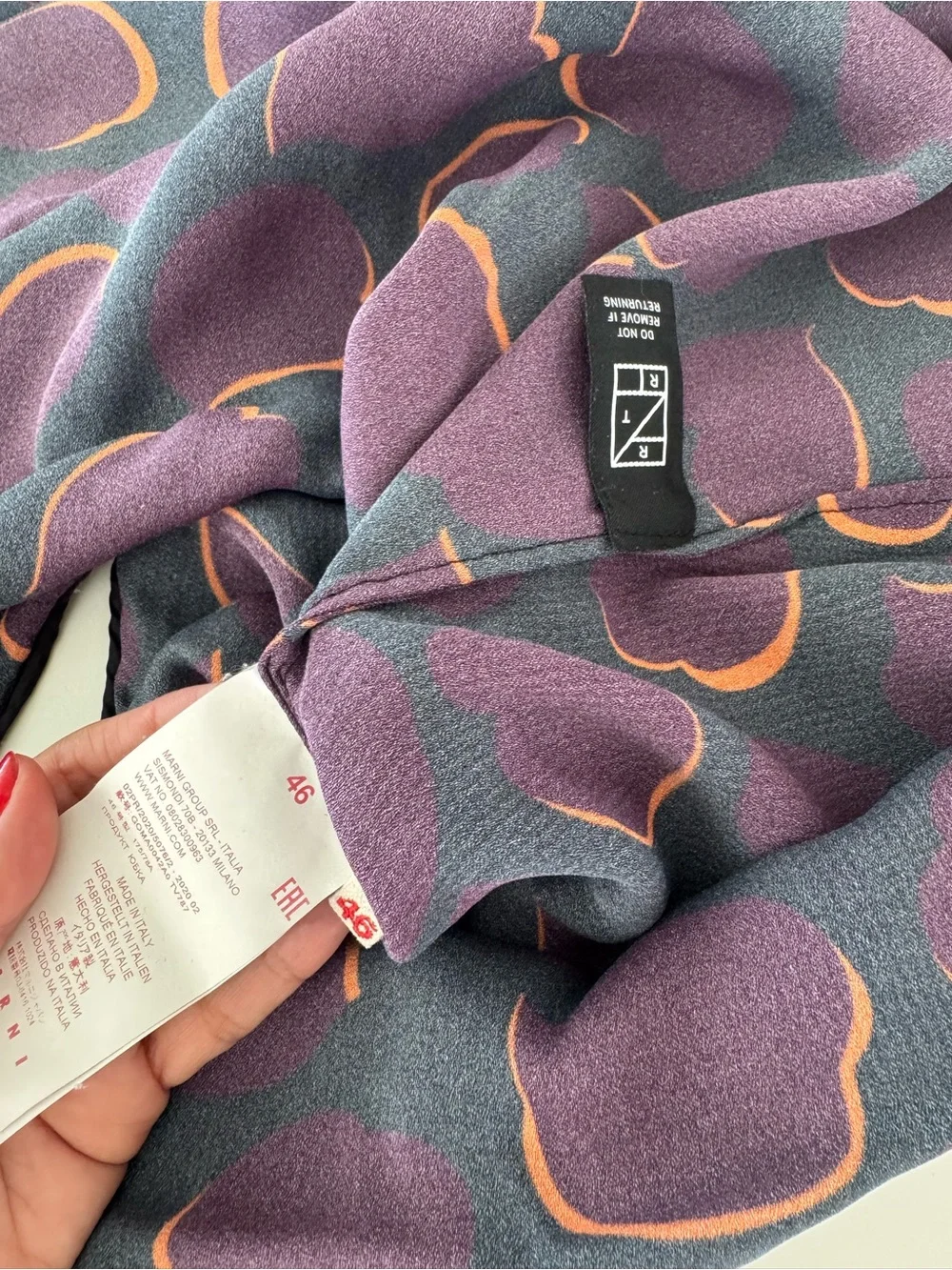 Marni Black Midi Skirt with Purple and Orange Pattern sz M - Picture 12 of 14